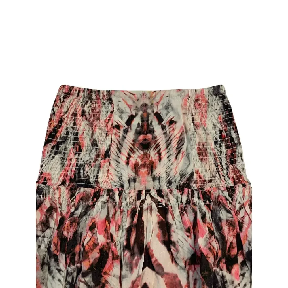 IRO Ruffled Mini Skirt Pink Abstract 34 - Picture 6 of 7